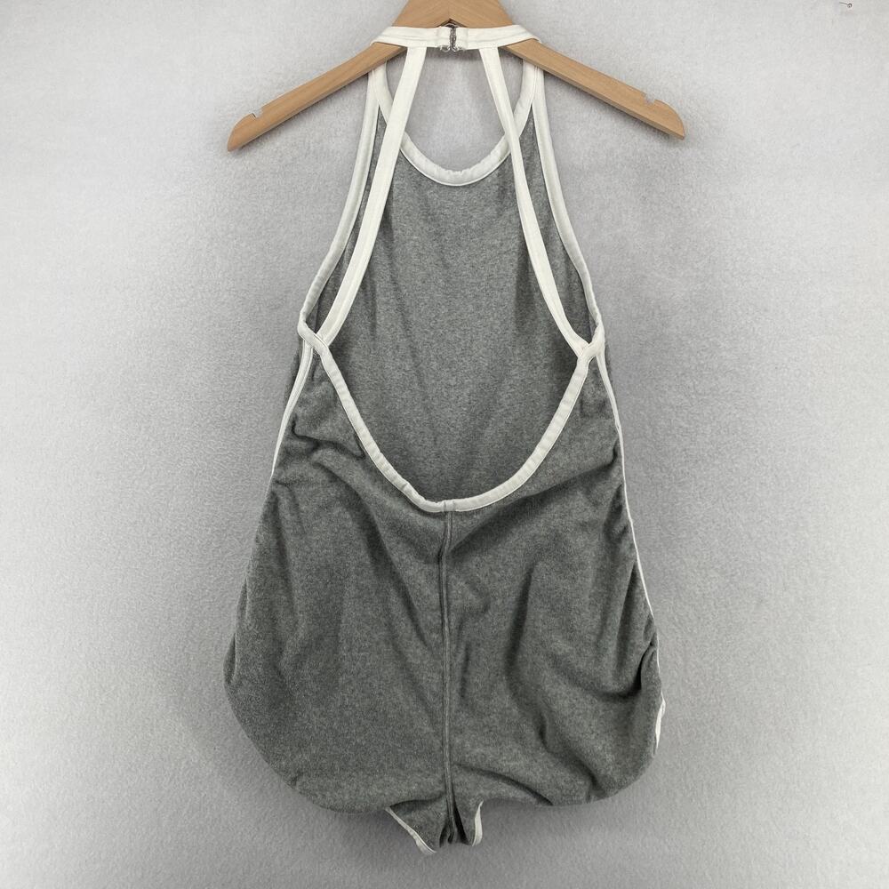 FREE PEOPLE Romper S FP Movement Ringleader Terry Runsie Halter Backless Gray - Picture 4 of 16